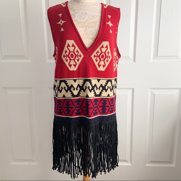 Andrea Jovine VTG 80s Wool Fringe Sweater Dress - Picture 8 of 8